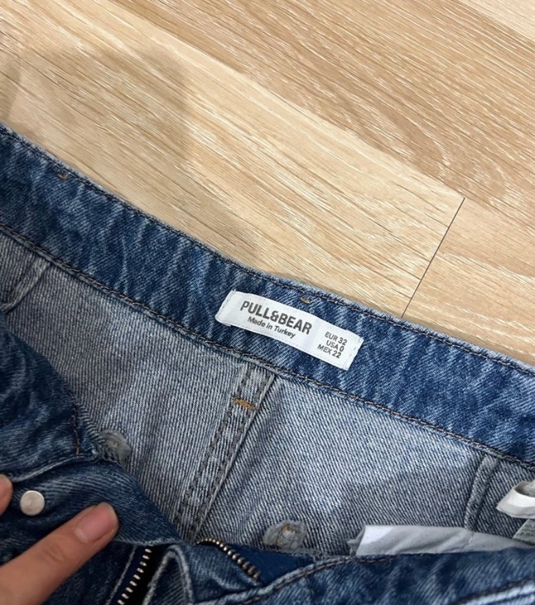 Kadın Mavi Bel Bantlı Salaş Kot Pantolon - Görsel 3