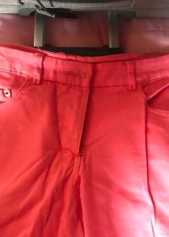 Kadın Parlak Pembe Kemerli Kumaş Pantolon - Görsel 4