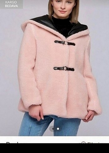 Pembe Peluş Detaylı Midi Kaban