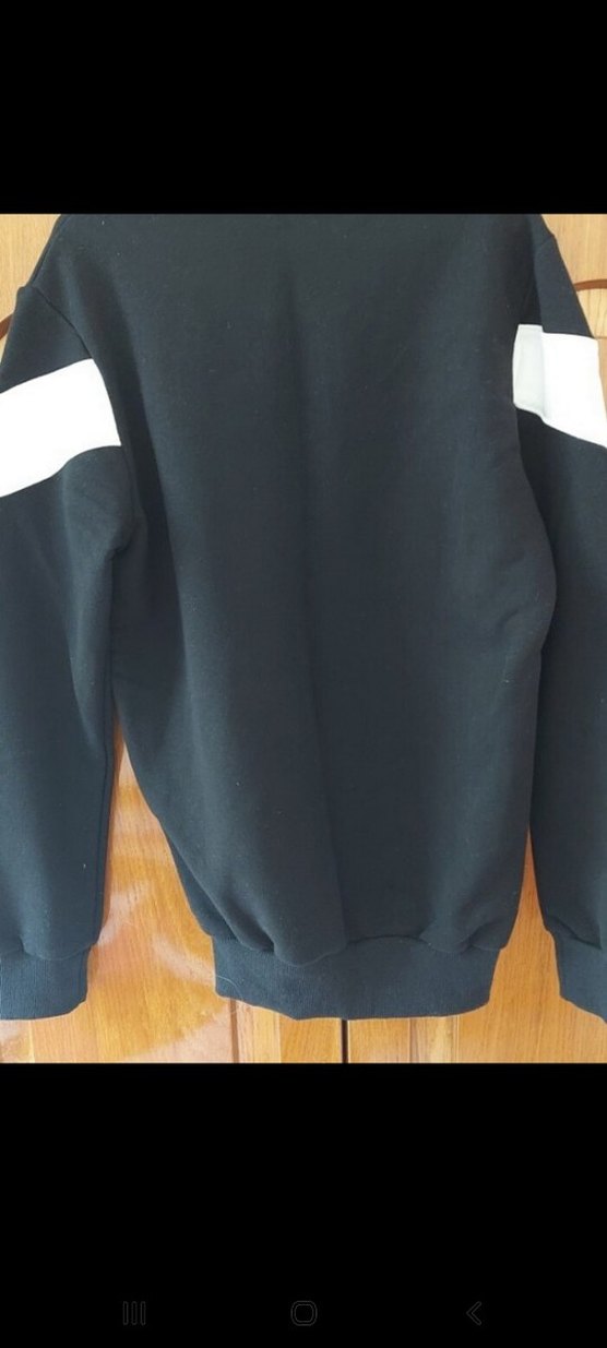 Siyah Beyaz Şeritli Kadın Sweatshirt - Görsel 4