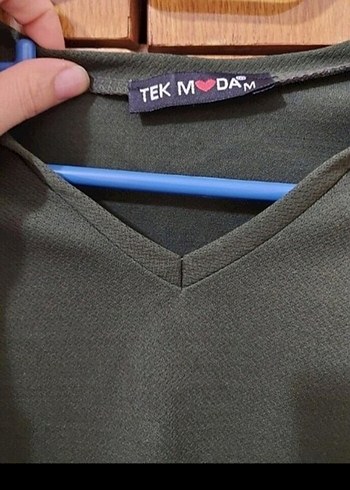 Haki Uzun Kollu Salaş Kadın Bluz - Görsel 4