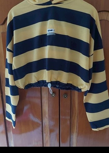 Sarı Siyah Çizgili Mini Sweatshirt - Görsel 3