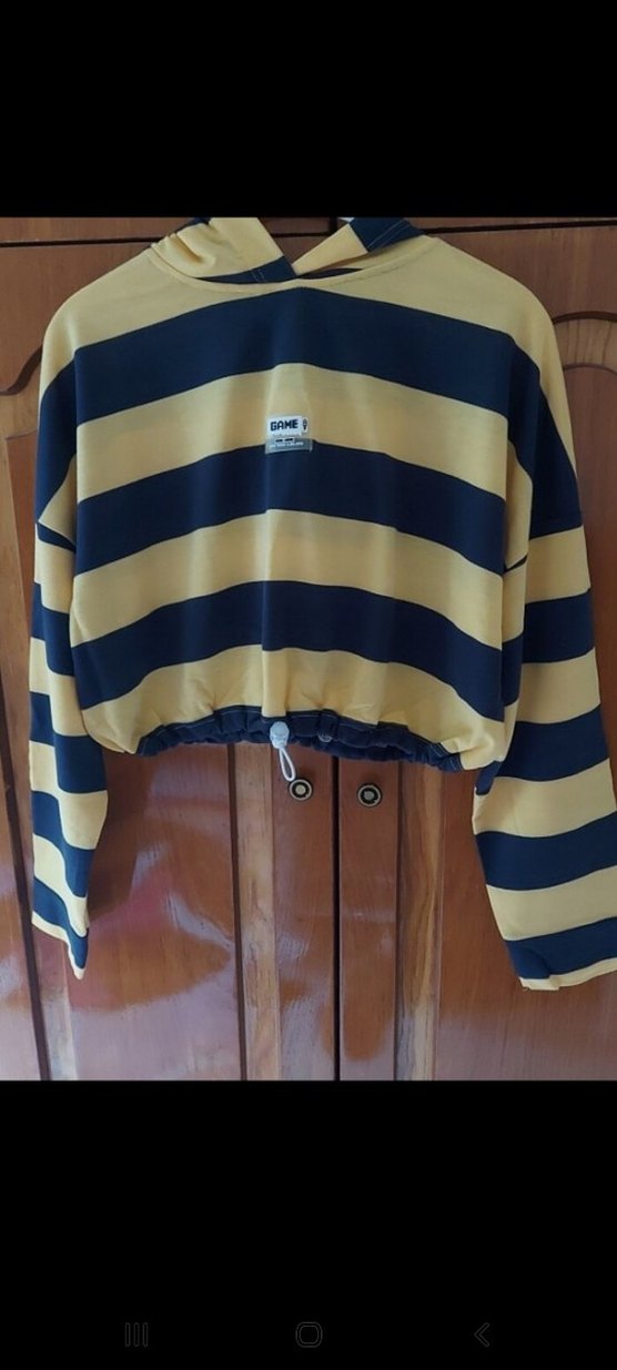 Sarı Siyah Çizgili Mini Sweatshirt - Görsel 3