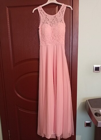 s Beden Toz pembe uzun tül elbise
