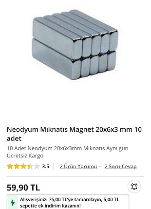 10 ADET Neodyum Mıknatıs 20x6x3 mm