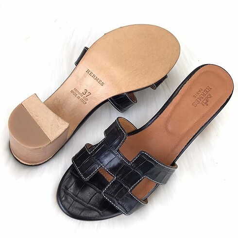 diğer Beden HERMES OASİS SANDALS SİYAH CROCO