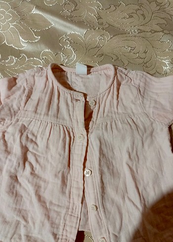 Kız Çocuk Pudra Pembe Keten Gömlek - Görsel 2