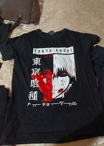 Kızlar için Tokyo Ghoul Baskılı Siyah Tişört - Görsel 2