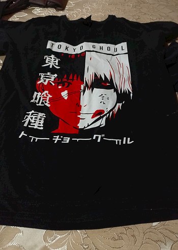 Kızlar için Tokyo Ghoul Baskılı Siyah Tişört - Görsel 4