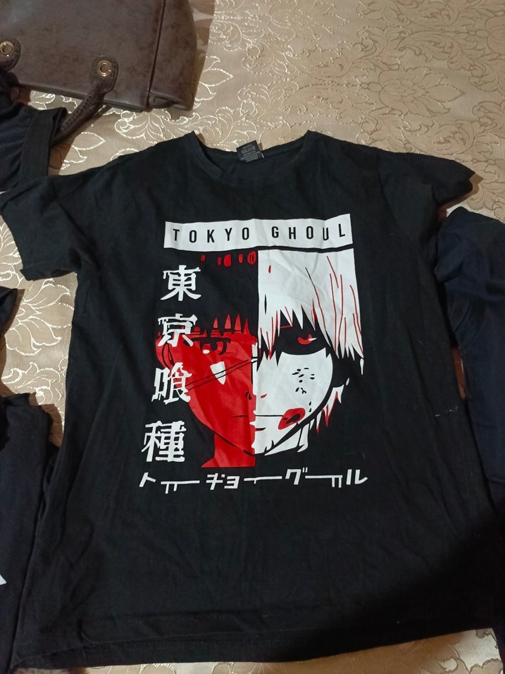 Kızlar için Tokyo Ghoul Baskılı Siyah Tişört - Görsel 2