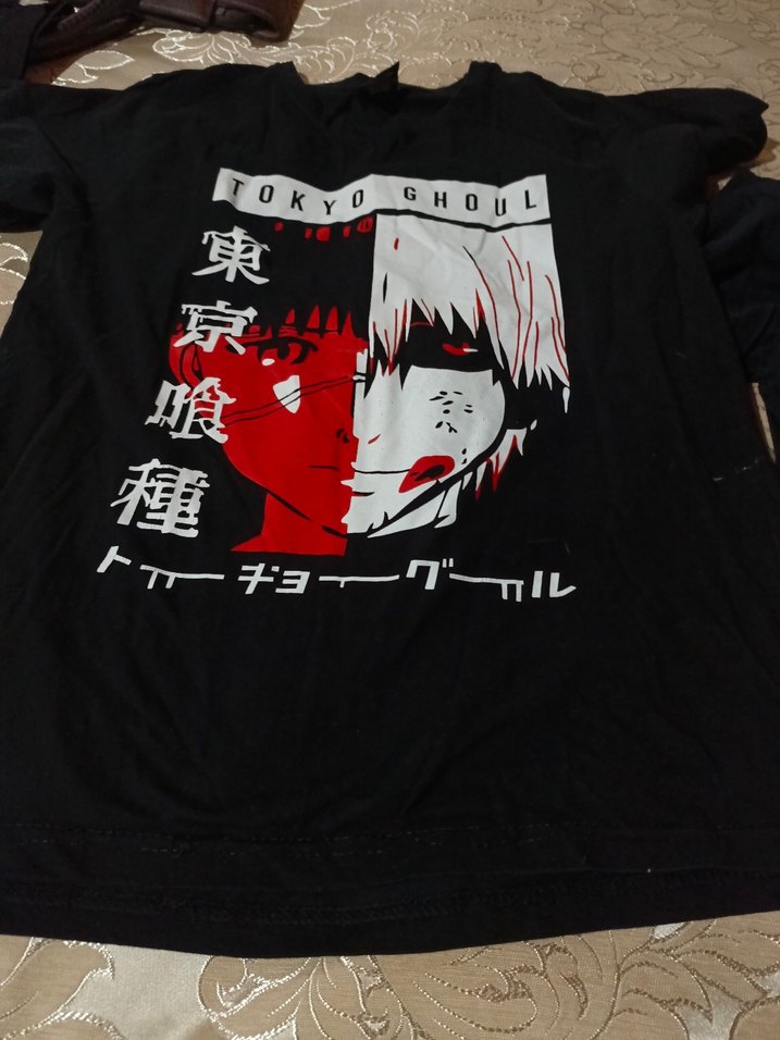 Kızlar için Tokyo Ghoul Baskılı Siyah Tişört - Görsel 4