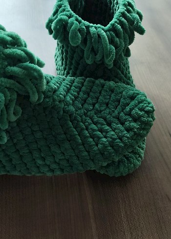 37 Beden yeşil Renk Kızlar için Örgü Sıcak Ev Terlikleri