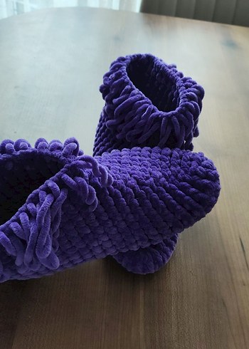 37 Beden mor Renk Mor Örgü Kız Ev Terliği