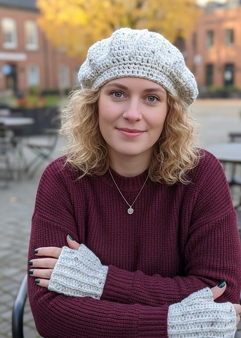 Bohem Tarzı Beyaz Örgü Eldiven - Görsel 4