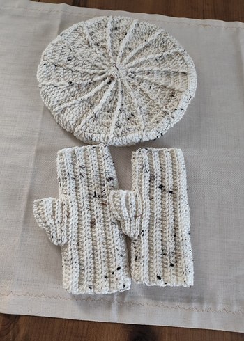 Bohem Tarzı Beyaz Örgü Eldiven - Görsel 2