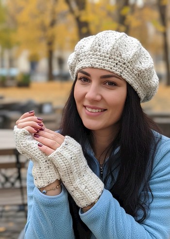 Bohem Tarzı Beyaz Örgü Eldiven - Görsel 3