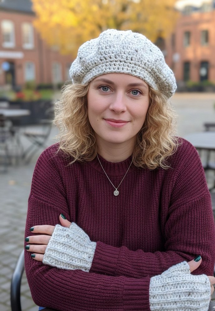 Bohem Tarzı Beyaz Örgü Eldiven - Görsel 4