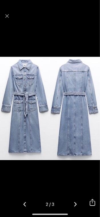 xs Beden Zara cepli denim elbise