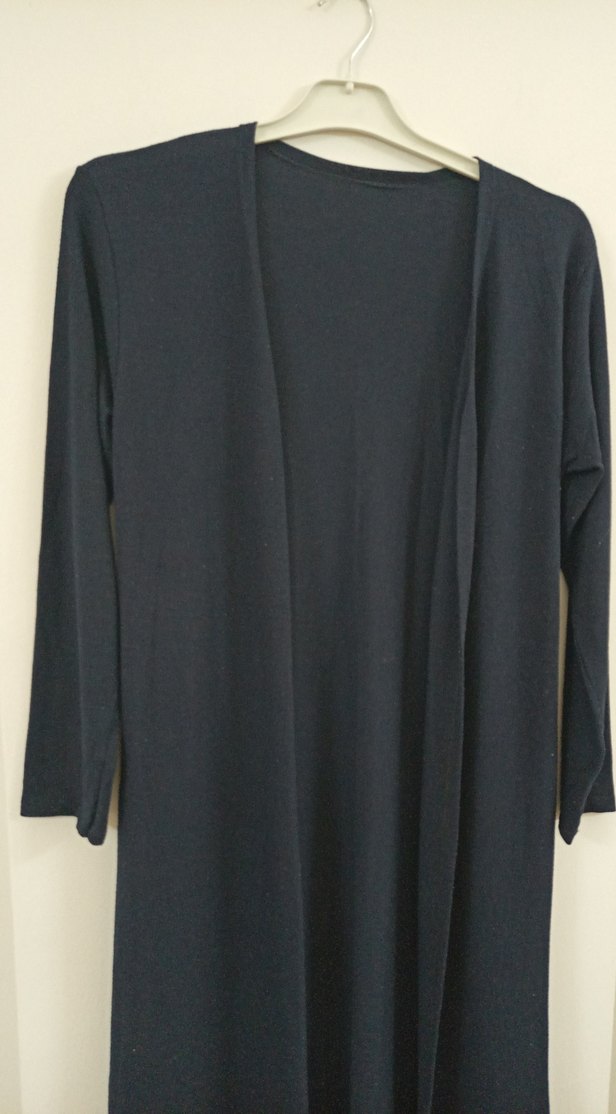 Siyah Uzun Kollu Kadın Uzun Hırka - Görsel 2