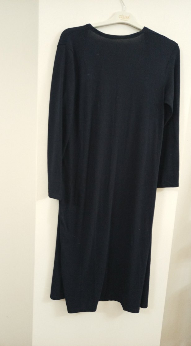 Siyah Uzun Kollu Kadın Uzun Hırka - Görsel 4