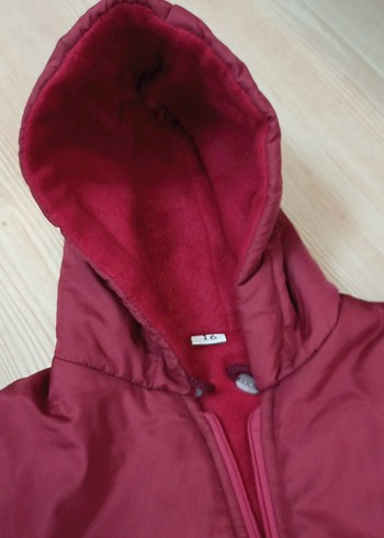Bordo Kapüşonlu Fermuarlı Kışlık Kadın Mont - Görsel 5
