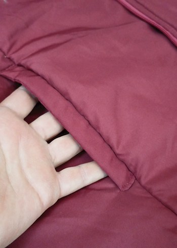 Bordo Kapüşonlu Fermuarlı Kışlık Kadın Mont - Görsel 8