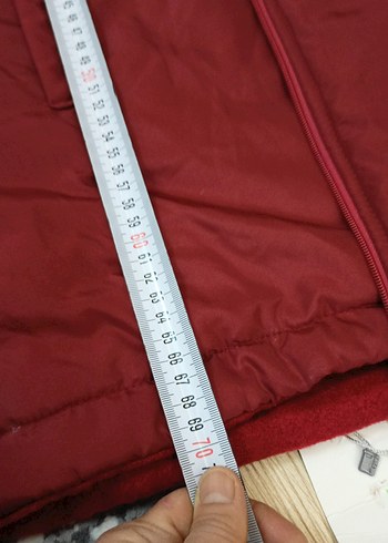 Bordo Kapüşonlu Fermuarlı Kışlık Kadın Mont - Görsel 7