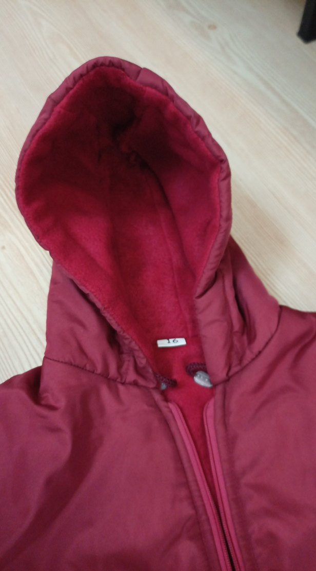 Bordo Kapüşonlu Fermuarlı Kışlık Kadın Mont - Görsel 5