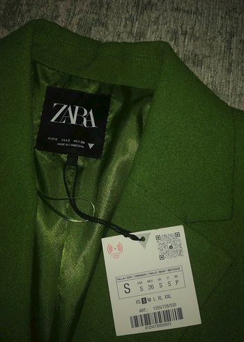 s Beden Zara Kadın Yeşil Uzun Kollu Blazer Ceket