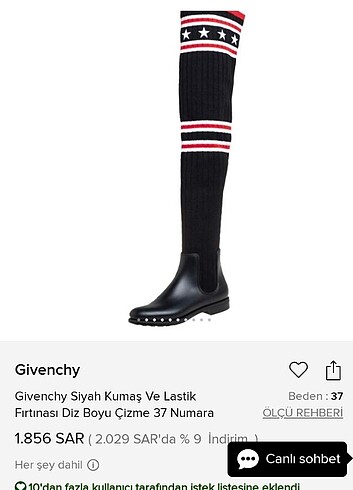 Givenchy diz üstü çorap bot