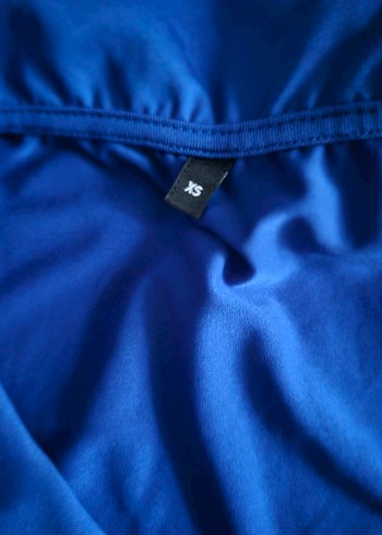 Drapeli Mavi Kolsuz Bluz - Görsel 2