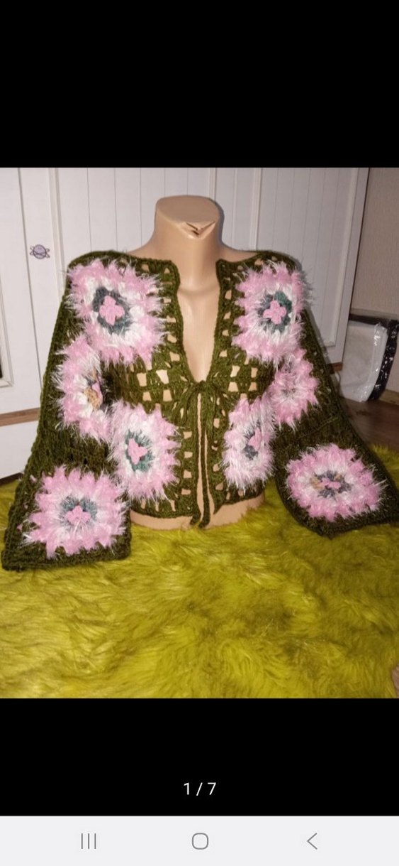 Nakışlı Bohem Mini Triko Hırka - Görsel 2