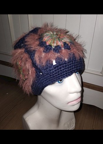 Renkli Bohem Örgü Kadın Bere - Görsel 2