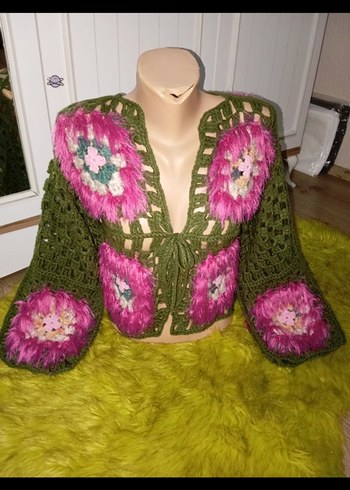 Bohem Etnik Desenli Örgü Hırka - Görsel 2