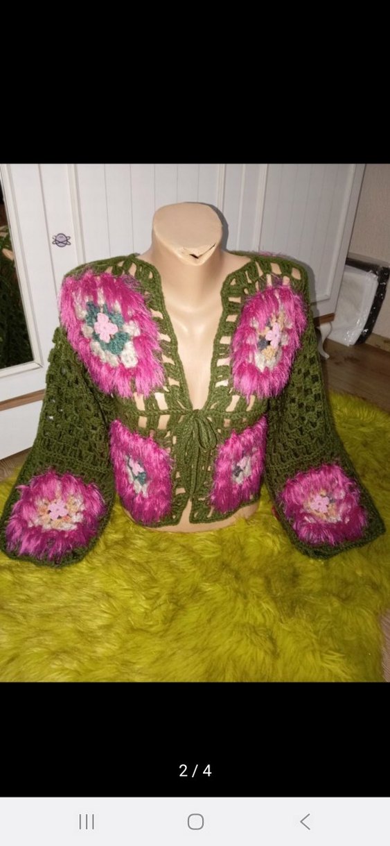 Bohem Etnik Desenli Örgü Hırka - Görsel 2