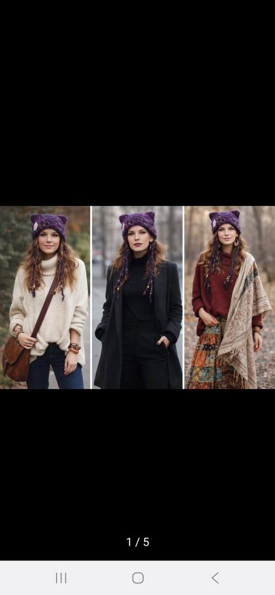 Mor Örgü Kadın Bere - Görsel 2