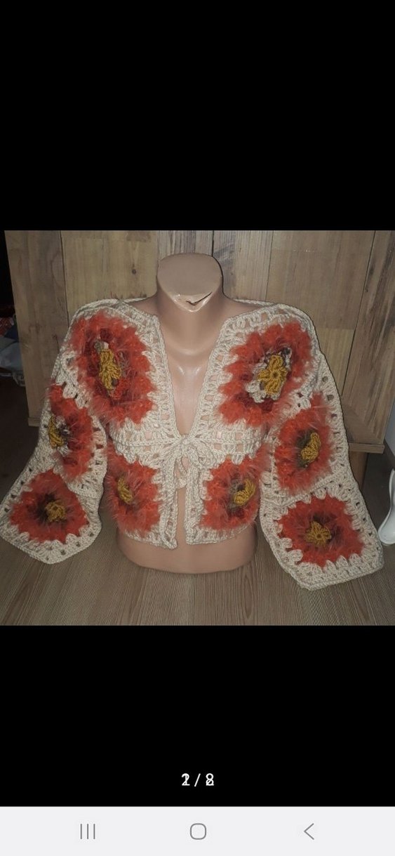 Bohem Etnik Desenli Örgü Hırka - Görsel 2