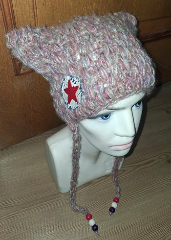 Bej Örgü Kadın Bere - Görsel 4