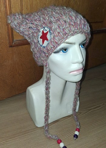 Bej Örgü Kadın Bere - Görsel 5