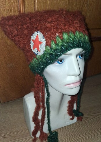 Örgü Bohem Kadın Bere, Kahverengi - Görsel 3