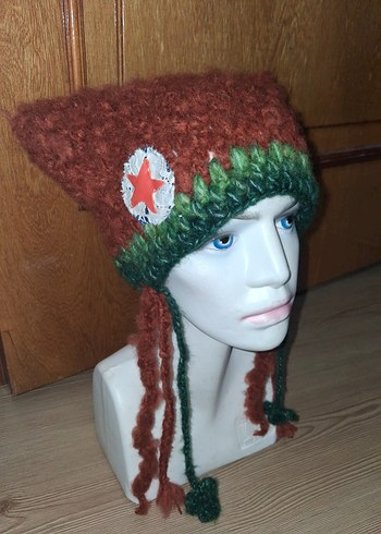 Örgü Bohem Kadın Bere, Kahverengi - Görsel 2