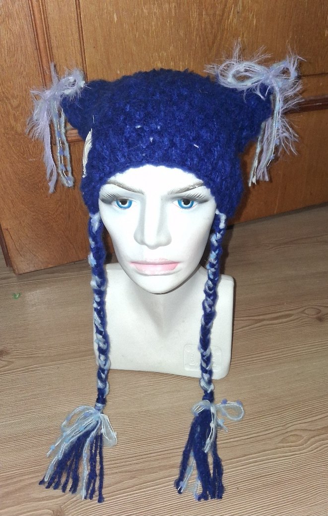 Mavi ve Gri Örgü Bohem Bere - Görsel 2