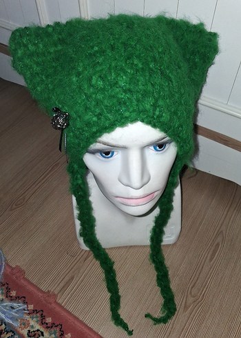 Yeşil Örgü Kadın Bere - Görsel 3