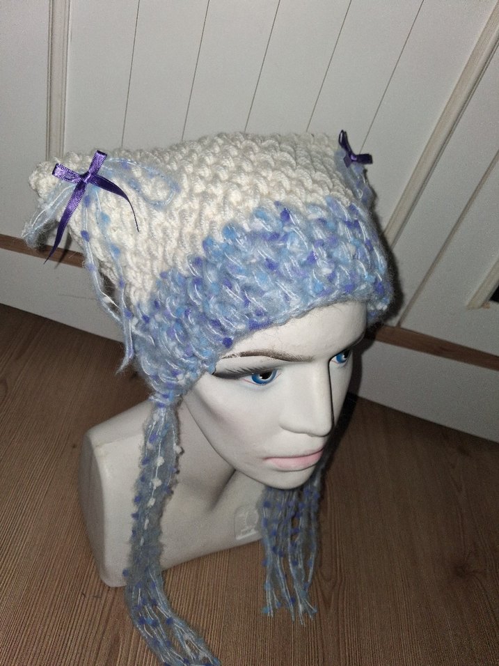 Kadın Mavi Örgü Avant-Garde Bere - Görsel 2