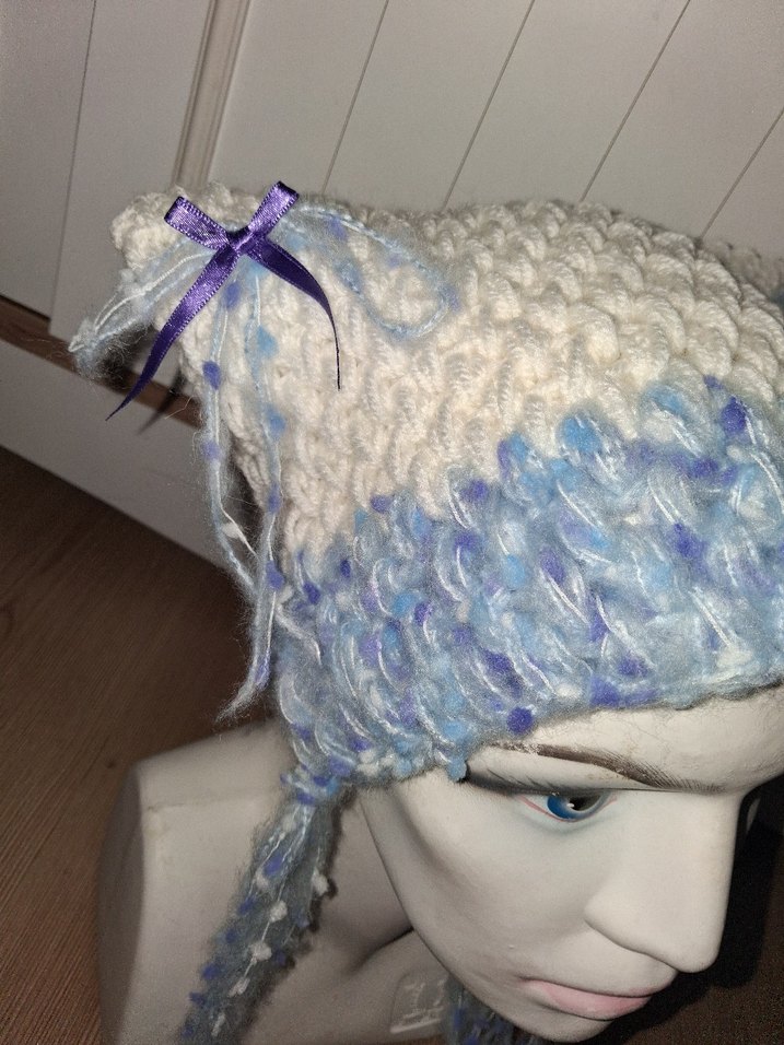 Kadın Mavi Örgü Avant-Garde Bere - Görsel 3