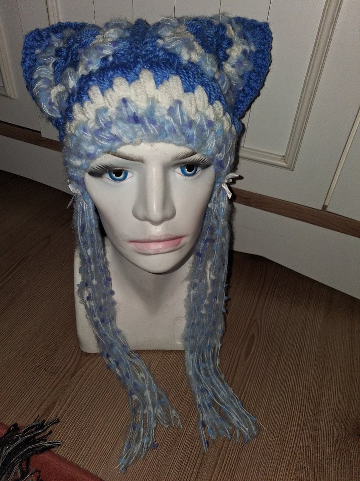 Mavi Örgü Kadın Bere - Görsel 2