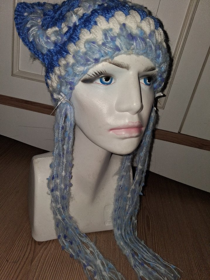 Mavi Örgü Kadın Bere - Görsel 3