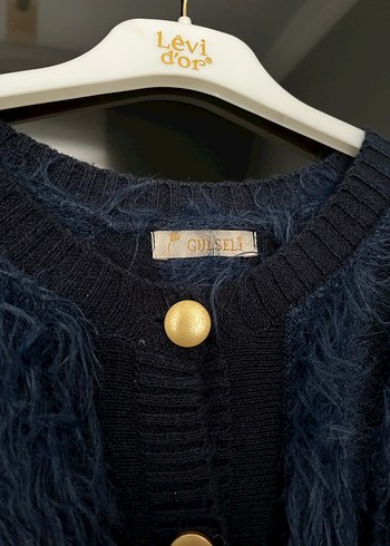 Uzun Kollu Mavi Yünlü Hırka - Görsel 3