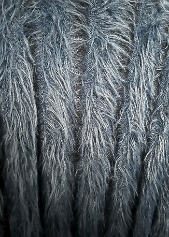 Uzun Kollu Mavi Yünlü Hırka - Görsel 4