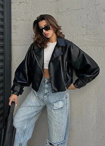 Crop Deri Ceket 